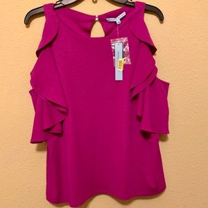Antonio Melani magenta ruffled sleeveless top L